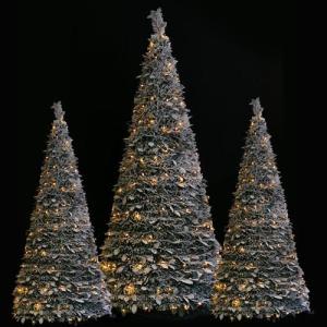 Künstlicher Weihnachtsbaum, beschneite Tanne mit Beleuchtung, Pop-Up 120-300cm (180cm)