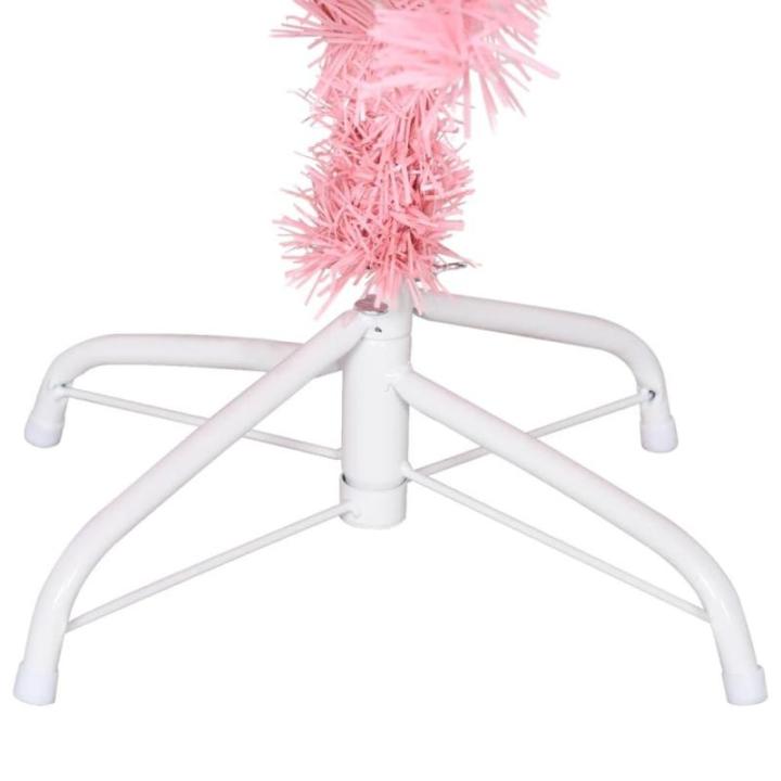 Kunstkerstboom met standaard 150 cm hoog, hoge kunstkerstboom, kerstdecoratie, pvc en staal, roze