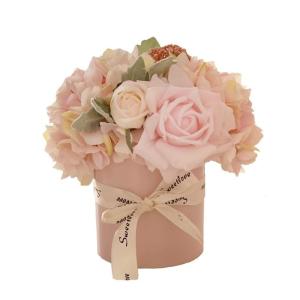 Kunstblumen Künstliche Blumen mit Vase, realistische Hortensien, Seidenblumenarrangements, Tischdekoration, Heimdekoration, Pink für jeden Anlass
