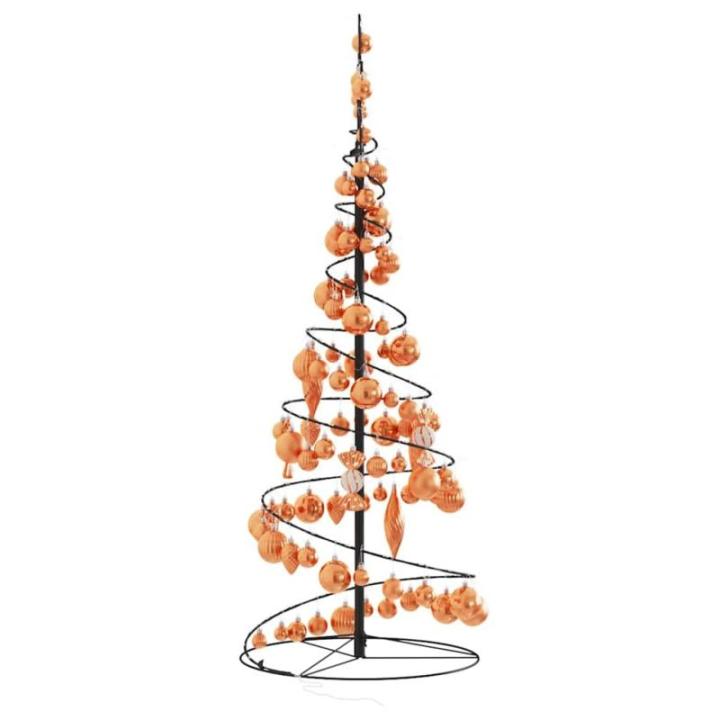 Kerstboom kegelvorm met ballen 80 leds warm wit 120 cm