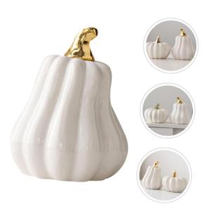 Nordic Keramische Pompoen Oogsten Herfst Pompoen Figuren Kunstmatige Groente Realistische Pompoen Herfst Figuur Pompoen Decoratie Sculptuur Halloween Wit