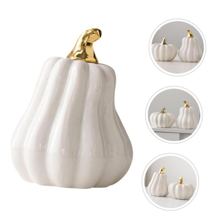 Nordic Keramische Pompoen Oogsten Herfst Pompoen Figuren Kunstmatige Groente Realistische Pompoen Herfst Figuur Pompoen Decoratie Sculptuur Halloween Wit