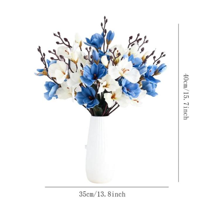 Kunstblumen Künstliche Magnolienblume mit Vase, Hochzeitsdekoration, realistischer Seidenblumenstrauß für den Heimtisch, Blumengeschäft, 4 Farben für jeden Anlass