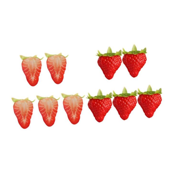 4 Sätze Künstliche Erdbeere Modell Mit Gefälschten Früchten Gefälschte Erdbeere Erdbeer-Dekorationen Erdbeer-Party-Dekorationen Erdbeeren-dekor Falsches Obst PVC 10 Stück * 4