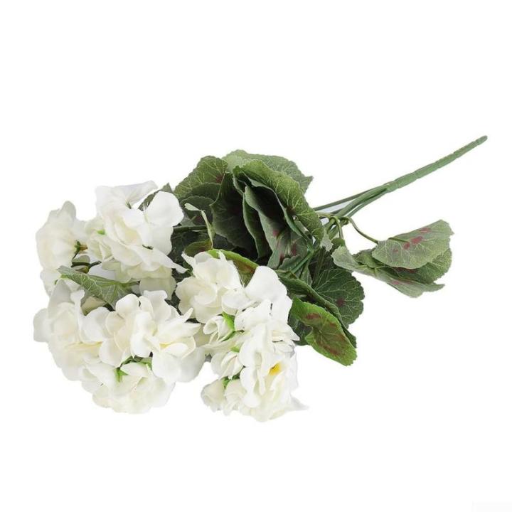 Gefälschte Geranien Blumen Kunstpflanze Blume Geranie Busch Blumen Künstliche Flora Pflanze Home Dekorative Accessoires Künstliche Pflanzen (Weiß)