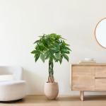 90 cm grote Pachira Aquatica gelukskastanie bonsai in pot, kunstplant als echte kamerplant, decoratieve plant, kunstboom voor kantoor, eetkamer, woonkamer decoratie