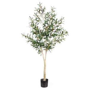 Künstliche Pflanze Künstlicher Olivenbaum Im Topf, Gefälschte Gründekoration Mit Biegsamen Ästen Für Den Innen- Und Außenbereich, Hausgarten, Büro Künstlicher Baum(180cm)