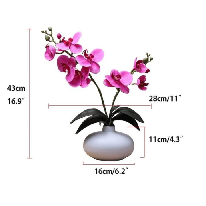 Kunstblumen Phalaenopsis-Kunstblumen-Arrangement mit Keramiktopf, künstliche Blumen, Seiden-Orchideen-Blume für den Tisch im Wohnzimmer für jeden Anlass