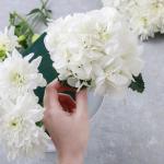 Kunstbloemen, hortensia, 10 stuks, kunstmatige hortensia-koppen met stelen, voor bloemstuk, bruiloftsfeest, huis, hotel, wit