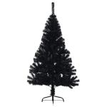 Kunstkerstboom met standaard, hoge kunstkerstboom, 120 cm hoog, kerstdecoratie van pvc en staal, zwart