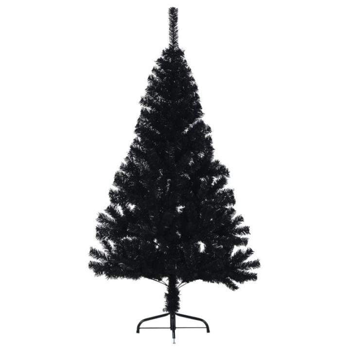 Kunstkerstboom met standaard, hoge kunstkerstboom, 120 cm hoog, kerstdecoratie van pvc en staal, zwart