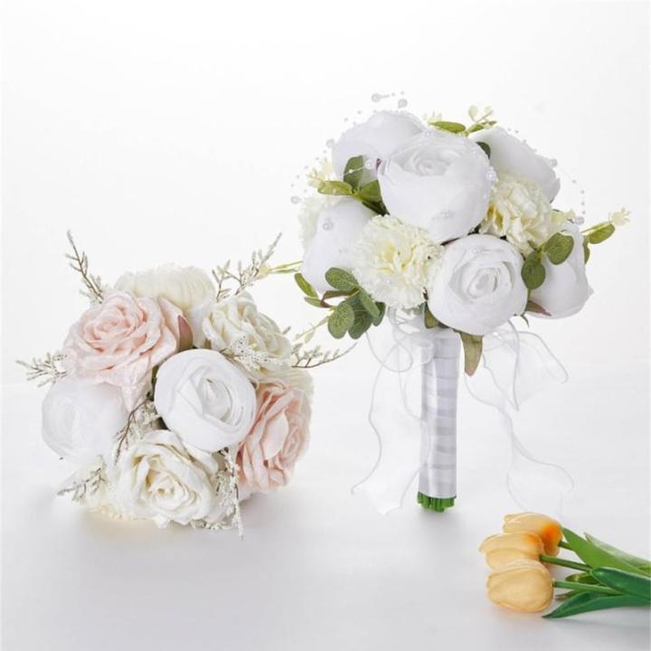 Hochzeitssträuße mit Schleife, künstliche Blumensträuße für Brautjungfern zur Hochzeit, Zeremonie, zum Jahrestag oder zum Valentinstag