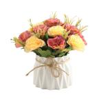 Kunstblumen Künstliche Blumen, Seidenblumen, Blumensträuße mit Keramikvase, Tischdekoration, gemischte künstliche Blumenarrangements für jeden Anlass