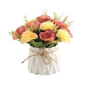 Kunstblumen Künstliche Blumen, Seidenblumen, Blumensträuße mit Keramikvase, Tischdekoration, gemischte künstliche Blumenarrangements für jeden Anlass