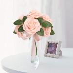 Kunstbloemen, rozen, 25 stuks, kunstrozen met steel, doe-het-zelf decoratie, voor bruiloft, boeketten, bruid, babyshower, feest, woondecoratie, serie roze