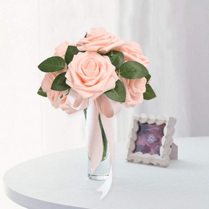 Kunstbloemen, rozen, 25 stuks, kunstrozen met steel, doe-het-zelf decoratie, voor bruiloft, boeketten, bruid, babyshower, feest, woondecoratie, serie roze