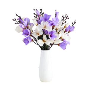 Kunstblumen Künstliche Magnolienblume mit Vase, Hochzeitsdekoration, realistischer Seidenblumenstrauß für den Heimtisch, Blumengeschäft, 4 Farben für jeden Anlass