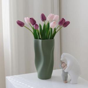 Kunstblumen Künstliche Tulpenblume in Keramikvase, für Zuhause, Küche, Hochzeitsdekoration, gefälschter Tulpenstrauß, 5 Farben für jeden Anlass