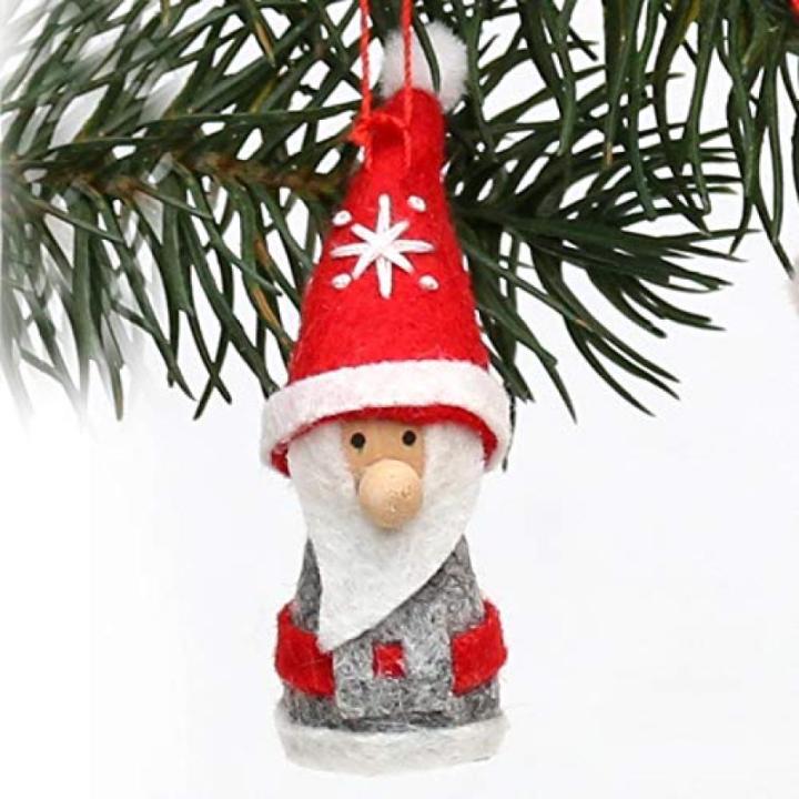 Schattige gebreide poppetjes als kerstornament, in 2-delige set, in grijs/rood