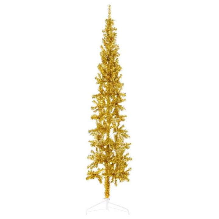 Künstlicher Weihnachtsbaum Golden 210 cm Höhe PVC-Material Halb-Weihnachtsbaum Platzsparend Wand Christbaum Innen- und Außenbereich Wirtschaftliche Weihnachtsdekoration Festlich