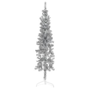 Künstlicher Weihnachtsbaum Silber 180 cm Höhe PVC-Material Halb-Weihnachtsbaum Platzsparend Wand Christbaum Innen- und Außenbereich Wirtschaftliche Weihnachtsdekoration Festlich