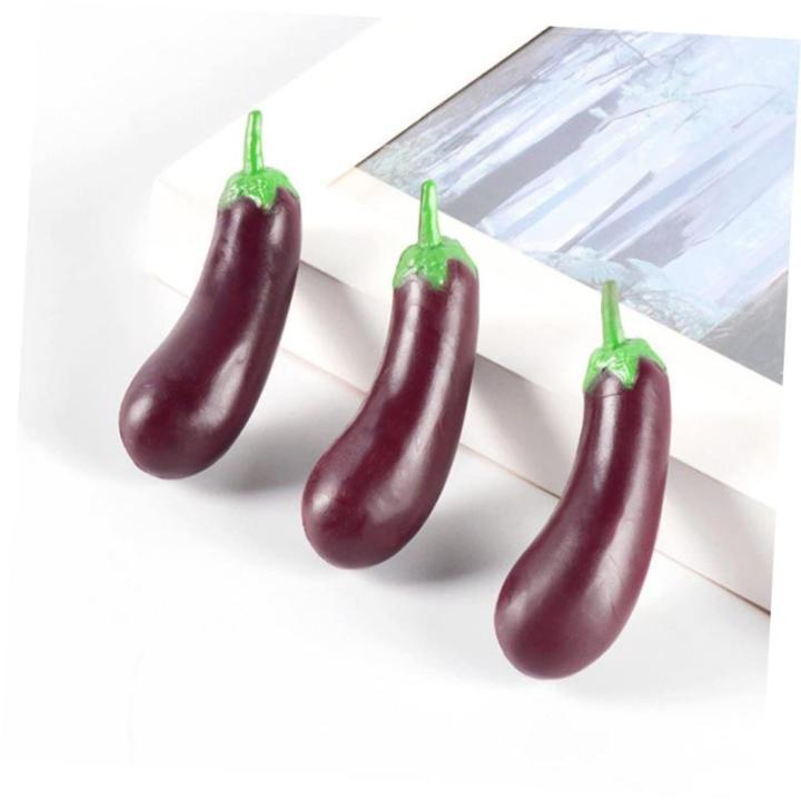 3 Sätze Simulation Aubergine Dekoratives Auberginenmodell Hausmodell-Dekoration Miniatur Landschaftsbau Mini Dekor Mini-Spielzeug Puppenzubehör Tragen PVC 4 Stück * 3