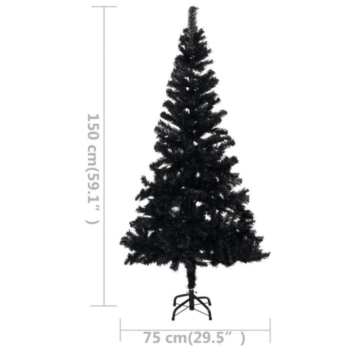 Wiederverwendbar Künstlicher Weihnachtsbaum Beleuchtung und Kugeln 150 cm H Christmas Tree Weihnachtsbaum Home Tannenbaum Weihnachtsdeko Christbaum Kunstbaum Halloween PVC Schwarz