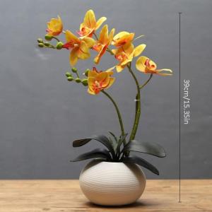 Kunstblumen Gefälschte Orchidee im Topf, künstliche Blumen mit Vase, Phalaenopsis-Arrangement, Innendekoration für Zuhause, Hochzeitsfeier für jeden Anlass