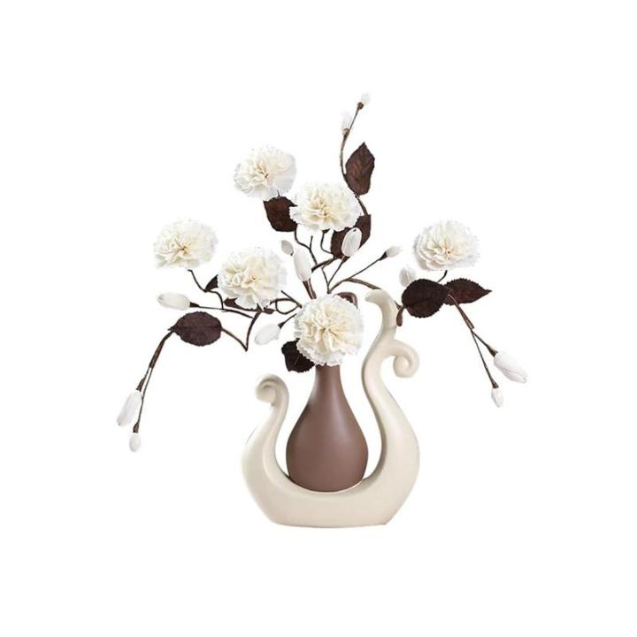Kunstblumen Künstliche Blume mit Keramikvase, künstlicher Blumenstrauß für Zuhause, Wohnzimmer, Dekoration, Tischarrangement für Party für jeden Anlass