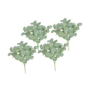 4 Stück künstliche Blumenarrangements Eukalyptus künstliche grüne Stängel grünes Dekor kunstpflanze kunstplflanze gefälschte Pflanze lebensechte Simulationsanlage Siebdrucks