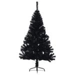 Kunstkerstboom met standaard, 150 cm, hoge kerstdecoratie, pvc en staal, zwart