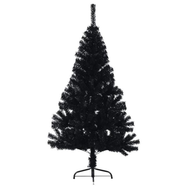 Kunstkerstboom met standaard, 150 cm, hoge kerstdecoratie, pvc en staal, zwart