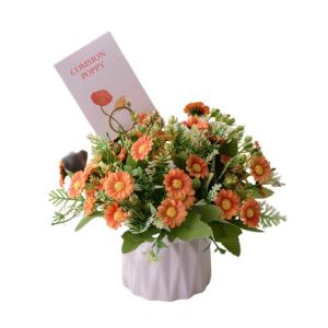 Kunstblumen Künstliche Topfblumen，Kleine Bonsai für Hochzeit Zuhause Schreibtisch Tischplatte Outdoor，Mehrfarbig（Weiße Keramikvase） für jeden Anlass