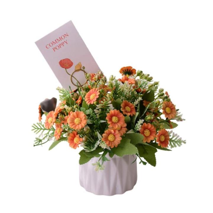 Kunstblumen Künstliche Topfblumen，Kleine Bonsai für Hochzeit Zuhause Schreibtisch Tischplatte Outdoor，Mehrfarbig（Weiße Keramikvase） für jeden Anlass