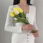 Kunstblumen Simulations-Tulpenstrauß in Glasvase, künstlicher gefälschter Blumentopf für Tischdekoration, Badezimmer-Ornamente im Innenbereich für jeden Anlass
