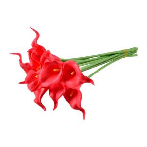 Künstliche Blumen, Künstliche Calla-Lilien-Blume, 10 Stück, fühlt Sich echt an, Seide, Blumen mit langem Stiel, Blumenstrauß, Großdekor(Red)