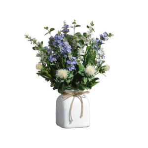 Kunstblumen Künstliche Lavendelblüte, realistische Simulation von Lavendelpflanzen in Keramikvase, Seidentopfdekor im pastoralen Stil für jeden Anlass