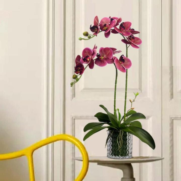 Kunstblumen Künstliche Blumen-Bonsai mit Vase, künstliche Orchidee, Phalaenopsis-Blumen, dekorativ, Zimmerpflanzen, realistische Anordnung für jeden Anlass