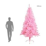 SOLAGUA Kunstkerstboom, spar extra gevuld met engelenhaar, 150 - 300 cm, met metalen standaard (300 cm, 2511 punten, roze)