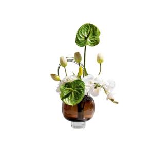Kunstblumen Modernes künstliches Blumenarrangement aus Glas – Elegante Tischdekoration für Wohnzimmer und Hotels, Blumenarrangement für Tafelaufsätze für jeden Anlass