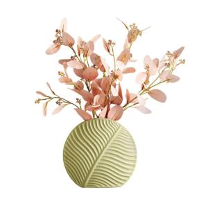 Kunstblumen Gefälschte Blumen in Keramikvase, blattförmige Vase, für Heimzimmer, Schreibtischdekoration, Hochzeit, Küche, Esszimmer, Partys, Dekorationen für jeden Anlass