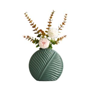 Kunstblumen Gefälschte Blumen in Keramikvase, blattförmige Vase, für Heimzimmer, Schreibtischdekoration, Hochzeit, Küche, Esszimmer, Partys, Dekorationen für jeden Anlass