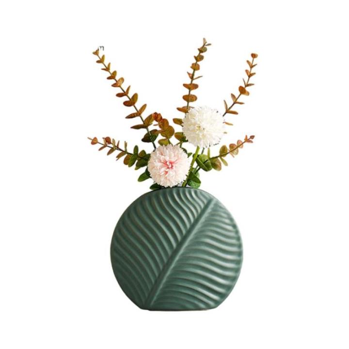 Kunstblumen Gefälschte Blumen in Keramikvase, blattförmige Vase, für Heimzimmer, Schreibtischdekoration, Hochzeit, Küche, Esszimmer, Partys, Dekorationen für jeden Anlass