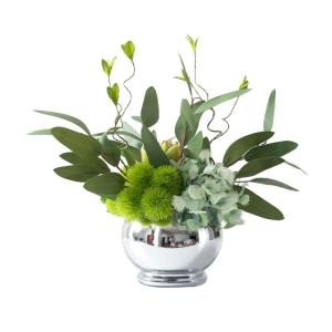 Kunstblumen Künstliche Blume, künstliche Pflanze, Silberne Vase, kleine Topfpflanze, für Zuhause, Schlafzimmer, Büro, Schreibtisch, Küche, Dekoration für jeden Anlass