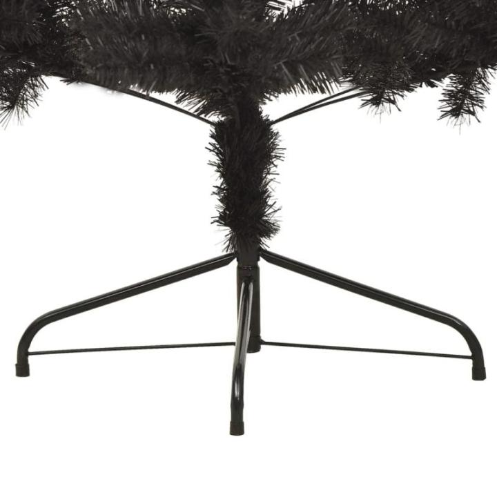 Schwarzer künstlicher halber Weihnachtsbaum, Tannenbaum mit Metallständer, Weihnachtsdekoration fürs Zimmer (240 cm)