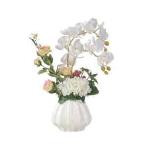Kunstblumen Gefälschte Orchidee, weiße Seide, Phalaenopsis-Blumenarrangement, künstliche Orchideenpflanze in Töpfen, gefälschte Bonsai-Pflanzen für Zuhause für jeden Anlass
