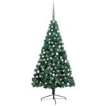 Künstlicher Halb-Weihnachtsbaum Beleuchtung Kugeln Grün 210 cmGrün und grau