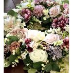 , namaak comboboxset, bloemen met stengels, voor doe-het-zelf bloemstukken, boeketten, bruiloftsfeest, thuis, babyborrel, decoratie (bordeauxrode dahlia's)