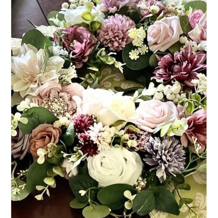 , namaak comboboxset, bloemen met stengels, voor doe-het-zelf bloemstukken, boeketten, bruiloftsfeest, thuis, babyborrel, decoratie (bordeauxrode dahlia's)