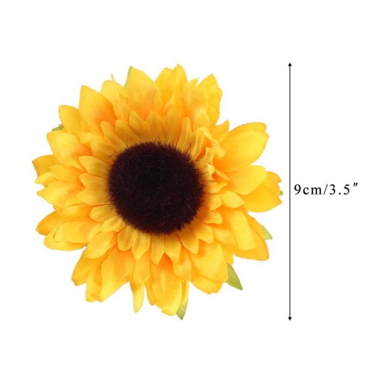 24pcs kunstbloemen hoofden 9cm zonnebloemen kunstmatige bloemen zijden bloemen bloemen bloemen oneindige kunstmatige bloemen kleine plastic bloem decor voor DIY bruiloft party tafe